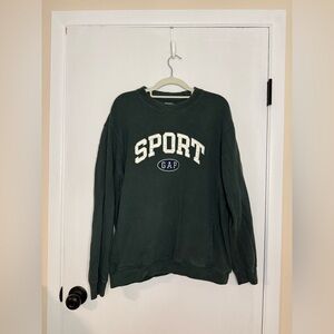 GAP Men's Sport Crewneck Vintage Sweater in Dark Green